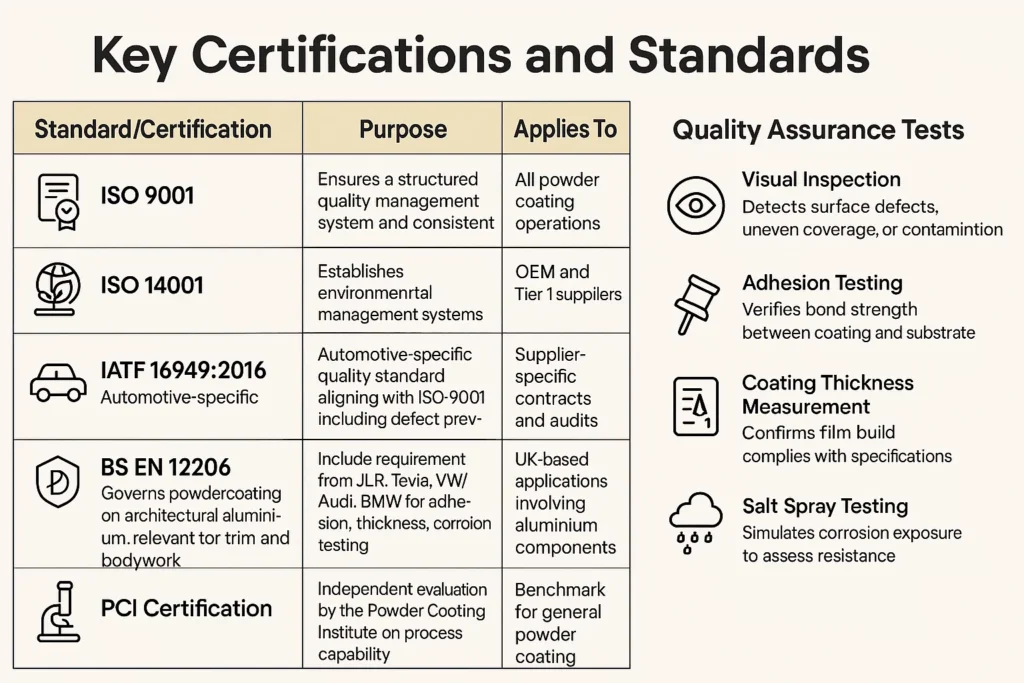 What Industry Standards and Certifications Apply to Automotive Powder Coating