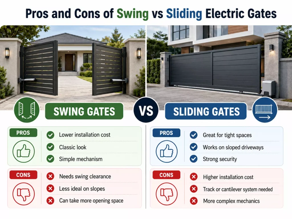 Pros and Cons of Swing vs Sliding Electric Gates