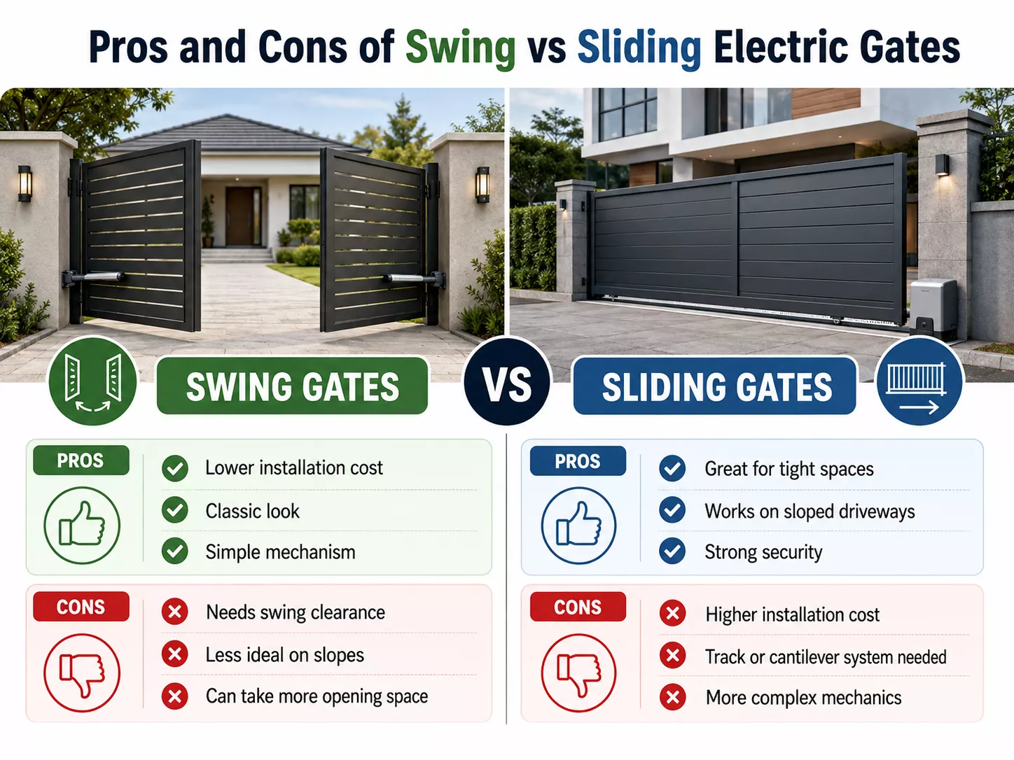 Pros and Cons of Swing vs Sliding Electric Gates
